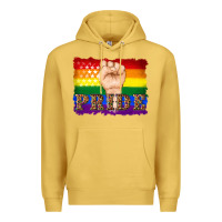 Antique Gold lgbtq  flag and hand pride Premium Hoodie - Artiststas