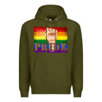 Army Green lgbtq  flag and hand pride Premium Hoodie - Artiststas