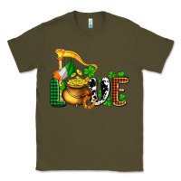 Army Green St. Patrick's Love and golds Classic Tee - OliviaCreatesArt