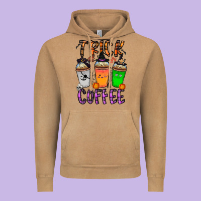 Trick Or Coffee Vintage Hoodie Designed By Cowhidedigitalart