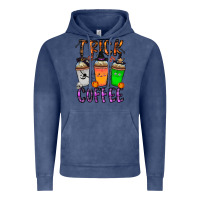 Vintage Denim trick or coffee Vintage Hoodie - CowhideDigitalArt