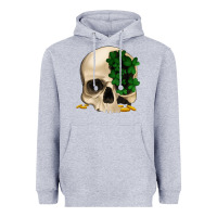 St Patrick's Day Skull With Clovers Heavyweight Hoodie | Teevron