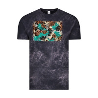 Cloud Black Cowhide Turquoise Glitter Vintage Tee - FaDigitalArtStudio