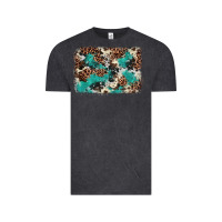 Vintage Black Cowhide Turquoise Glitter Vintage Tee - FaDigitalArtStudio