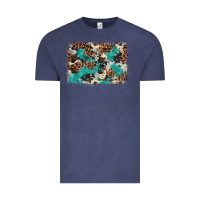 Vintage Denim Cowhide Turquoise Glitter Vintage Tee - FaDigitalArtStudio