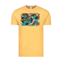 Vintage Mustard Cowhide Turquoise Glitter Vintage Tee - FaDigitalArtStudio