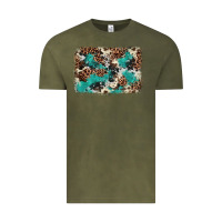 Vintage Olive Cowhide Turquoise Glitter Vintage Tee - FaDigitalArtStudio