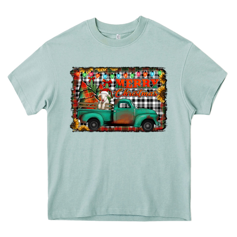 Merry Christmas Farm Truck Heavy Core Tee by Jasminsmagicworld | Teevron
