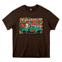 Chocolate Brown merry christmas farm truck Heavy Core Tee - Jasminsmagicworld