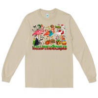 Mushroom happy hallothanksmas flamingo Long Sleeve Tee - CowhideDigitalArt