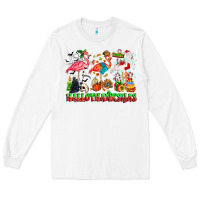 White happy hallothanksmas flamingo Long Sleeve Tee - CowhideDigitalArt