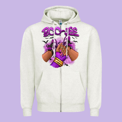 Boo-jee Halloween Afro Sneakers Zipper Hoodie Designed By Ranaportraitstore
