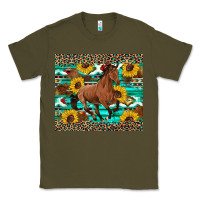 Army Green western horse sunflowers Classic Tee - Artiststas