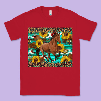 Western Horse Sunflowers Classic Tee Designed By Artiststas