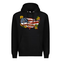 Black usa map with sunflower and cactus Premium Hoodie - Artiststas