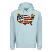 Blue Mist usa map with sunflower and cactus Premium Hoodie - Artiststas