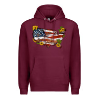 Burgundy usa map with sunflower and cactus Premium Hoodie - Artiststas