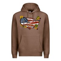 Chestnut usa map with sunflower and cactus Premium Hoodie - Artiststas