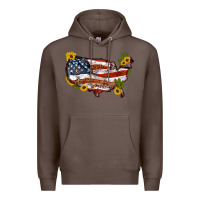 Coffee usa map with sunflower and cactus Premium Hoodie - Artiststas