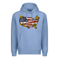 Colony Blue usa map with sunflower and cactus Premium Hoodie - Artiststas