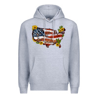 Heather Grey usa map with sunflower and cactus Premium Hoodie - Artiststas