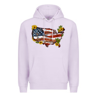 Lilac usa map with sunflower and cactus Premium Hoodie - Artiststas