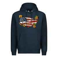 Navy usa map with sunflower and cactus Premium Hoodie - Artiststas