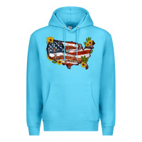 Ocean Blue usa map with sunflower and cactus Premium Hoodie - Artiststas