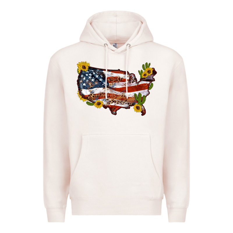 Usa Map With Sunflower And Cactus Premium Hoodie by Artiststas | Teevron