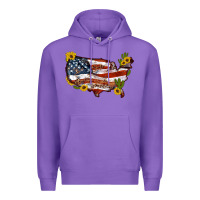 Purple usa map with sunflower and cactus Premium Hoodie - Artiststas