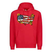 Red usa map with sunflower and cactus Premium Hoodie - Artiststas
