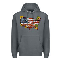 Rock usa map with sunflower and cactus Premium Hoodie - Artiststas