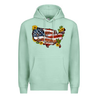 Seafoam usa map with sunflower and cactus Premium Hoodie - Artiststas