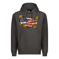Smoke usa map with sunflower and cactus Premium Hoodie - Artiststas