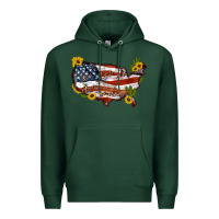 Sports Green usa map with sunflower and cactus Premium Hoodie - Artiststas