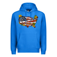 True Royal usa map with sunflower and cactus Premium Hoodie - Artiststas