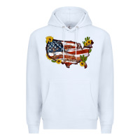 White usa map with sunflower and cactus Premium Hoodie - Artiststas