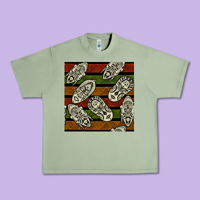 African Mask Seamless Pattern Urban Heavy Tee Designed By Bundleandbundleshop