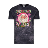 Cloud Black Pink Christmas Vibes Santa Vintage Tee - FaDigitalArtStudio