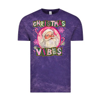 Cloud Purple Pink Christmas Vibes Santa Vintage Tee - FaDigitalArtStudio