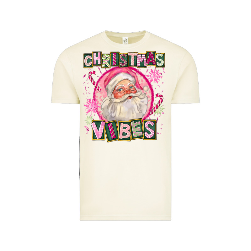 Pink Christmas Vibes Santa Vintage Tee by FaDigitalArtStudio | Teevron