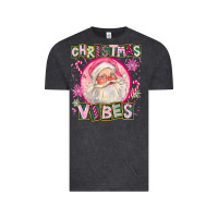 Vintage Black Pink Christmas Vibes Santa Vintage Tee - FaDigitalArtStudio
