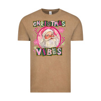 Vintage Coffee Pink Christmas Vibes Santa Vintage Tee - FaDigitalArtStudio