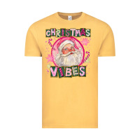 Vintage Mustard Pink Christmas Vibes Santa Vintage Tee - FaDigitalArtStudio