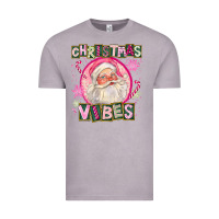 Vintage Zinc Pink Christmas Vibes Santa Vintage Tee - FaDigitalArtStudio