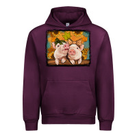 Mauve Wine fall pigs Urban Hoodie - Jasminsmagicworld