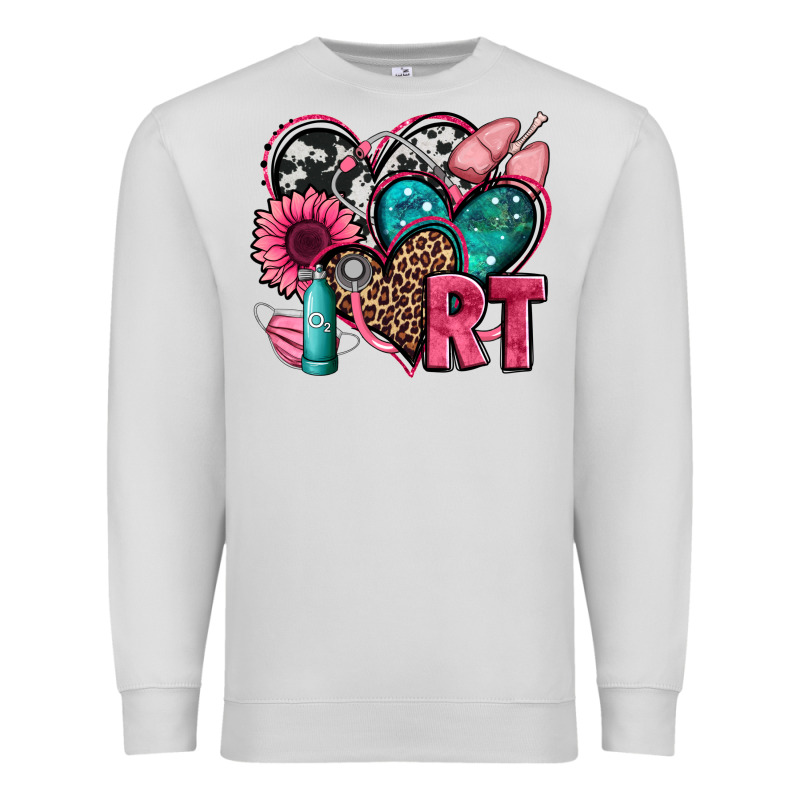 Rt Respiratory Therapist Hearts Premium Sweatshirt by Jasminsmagicworld | Teevron