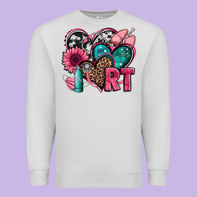 Rt Respiratory Therapist Hearts Premium Sweatshirt Designed By Jasminsmagicworld