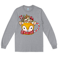 Heather Grey coffee cups animal Long Sleeve Tee - CowhideDigitalArt