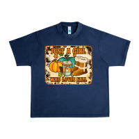 Navy just a girl who loves fall cowhide background Urban Heavy Tee - Jasminsmagicworld